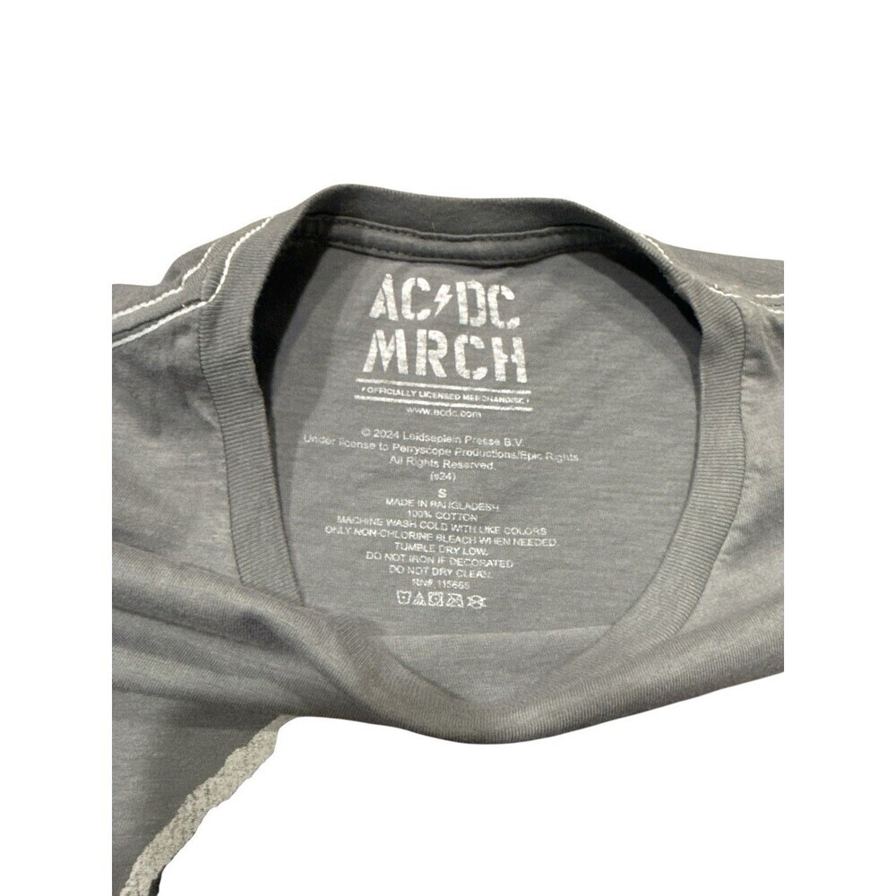 AC/DC Official Merch Graphic Band Tee Gray Angus Young Devil Horns Women’s S - Picture 2 of 5